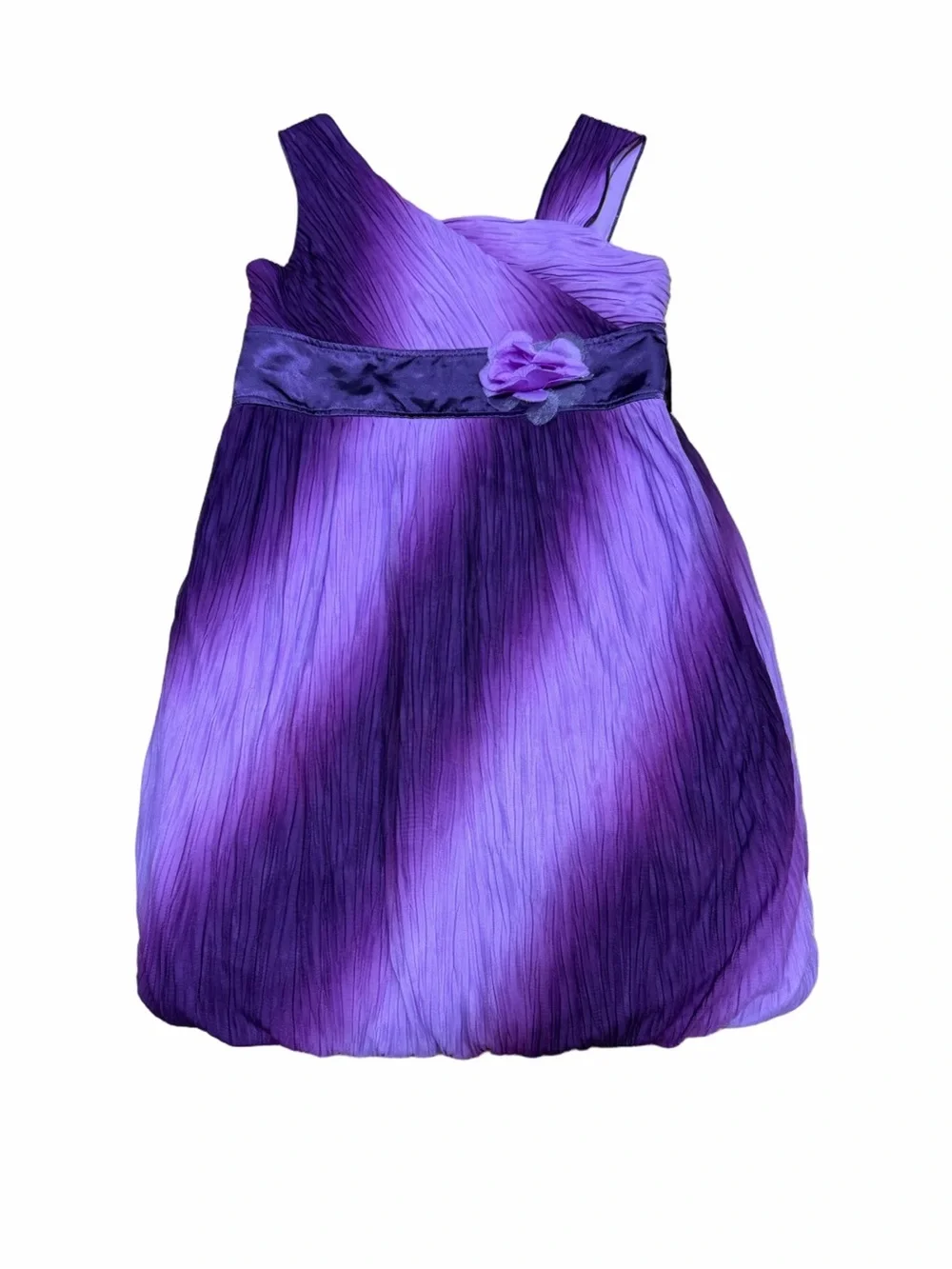 My Michelle Girls Size 16 Purple Ombre Y2K Party Dress Flower Sash